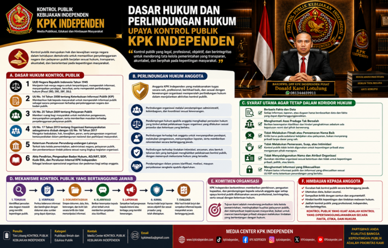 DASAR HUKUM DAN PERLINDUNGAN HUKUM DALAM UPAYA KONTROL PUBLIK KPK INDEPENDEN.