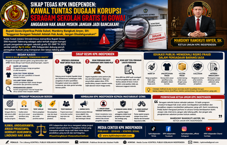 KAWAL TUNTAS DUGAAN PENYIMPANGAN PENGADAAN SERAGAM SEKOLAH GRATIS DI GOWA.