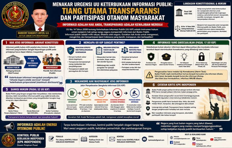 MENAKAR URGENSI UU KETERBUKAAN INFORMASI PUBLIK: TIANG UTAMA TRANSPARANSI DAN PARTISIPASI MASYARAKAT.