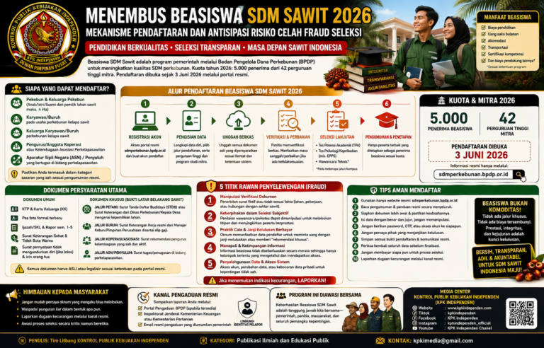MENEMBUS BEASISWA SDM SAWIT 2026: MEKANISME PENDAFTARAN, VERIFIKASI, DAN ANTISIPASI RISIKO FRAUD DALAM SELEKSI