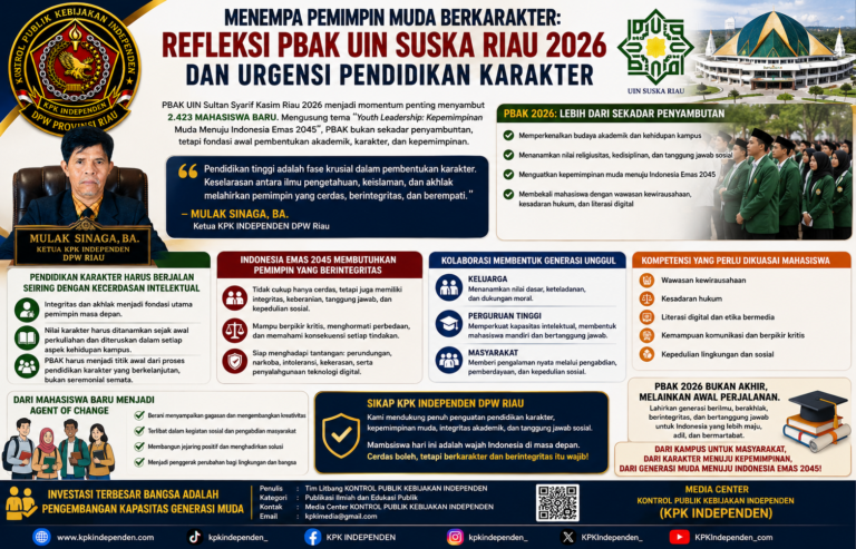 Menempa Pemimpin Muda Berkarakter: Refleksi PBAK UIN Suska Riau 2026 dan Urgensi Pendidikan Karakter.
