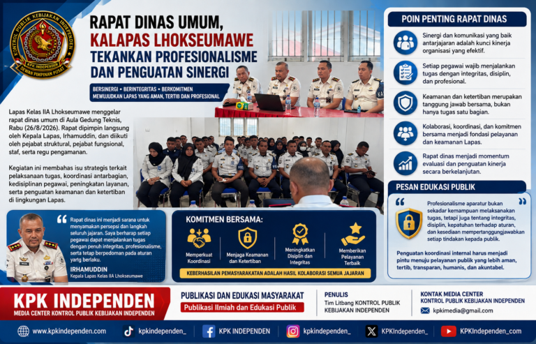 Rapat Dinas Umum, Kalapas Lhokseumawe Tekankan Profesionalisme, Integritas, dan Penguatan Sinergi Antarjajaran.