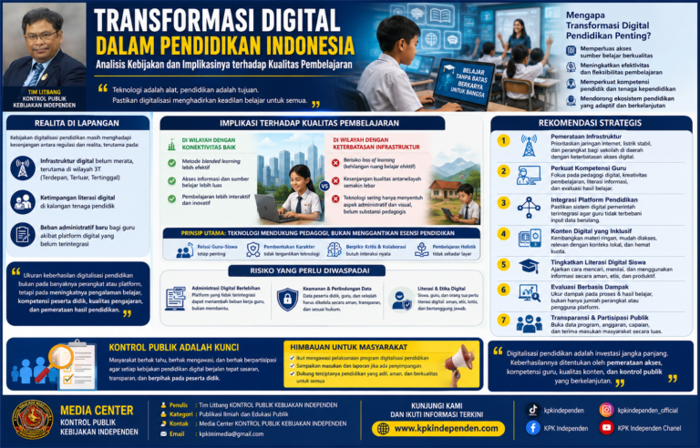 Transformasi Digital dalam Pendidikan Indonesia: Analisis Kebijakan dan Implikasinya terhadap Kualitas Pembelajaran.
