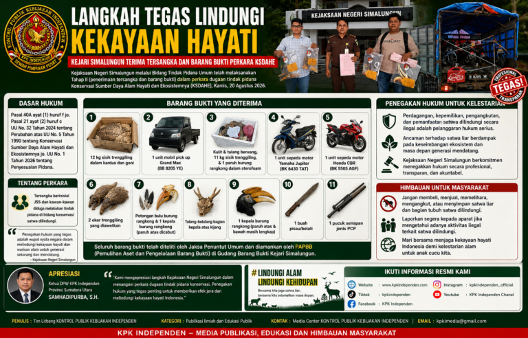 LANGKAH TEGAS LINDUNGI KEKAYAAN HAYATI, KEJARI SIMALUNGUN TERIMA TERSANGKA DAN BARANG BUKTI PERKARA KSDAHE.