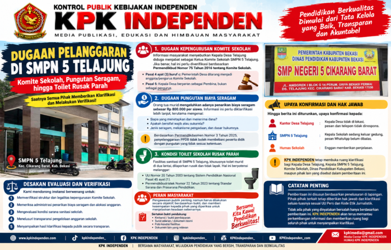 Dugaan Pelanggaran Tata Kelola di SMPN 5 Telajung Disorot: Komite Sekolah, Penarikan Biaya Seragam, dan Kondisi Sanitasi Jadi Perhatian