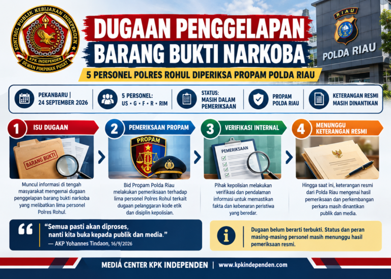 Dugaan Penggelapan Barbuk Narkoba, 5 Personel Polres Rohul Diperiksa Intensif Propam Polda Riau