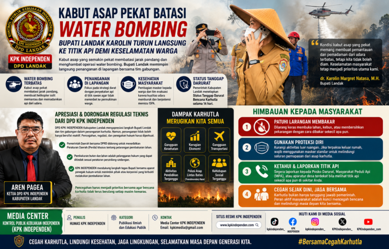 Kabut Asap Pekat Batasi Water Bombing, Bupati Landak Karolin Turun Langsung ke Lokasi Karhutla.
