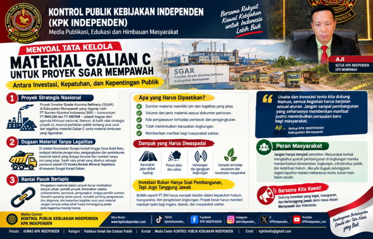 Menyoal Tata Kelola Material Galian C untuk Proyek SGAR Mempawah: Antara Investasi, Kepatuhan, dan Kepentingan Publik.
