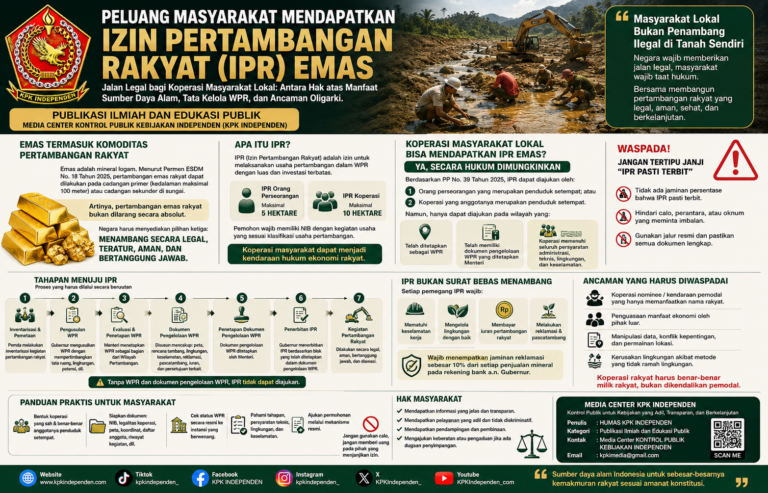 PELUANG MASYARAKAT MENDAPATKAN IZIN PERTAMBANGAN RAKYAT (IPR) EMAS.