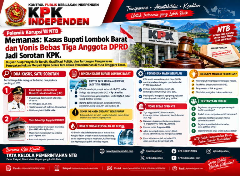 Polemik Korupsi di NTB Memanas: Kasus Bupati Lombok Barat dan Vonis Bebas Tiga Anggota DPRD Jadi Sorotan KPK.