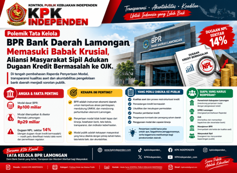 Polemik Tata Kelola BPR Bank Daerah Lamongan Memasuki Babak Krusial, Aliansi Masyarakat Sipil Adukan Dugaan Kredit Bermasalah ke OJK.