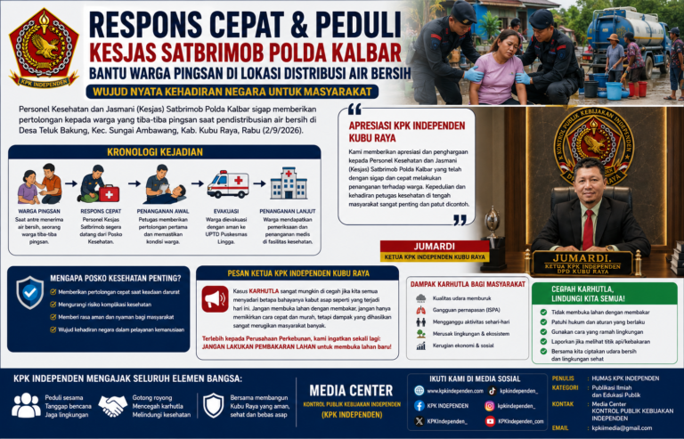 Respons Cepat Kesjas Satbrimob Polda Kalbar Bantu Warga Pingsan di Tengah Distribusi Air Bersih Kubu Raya.