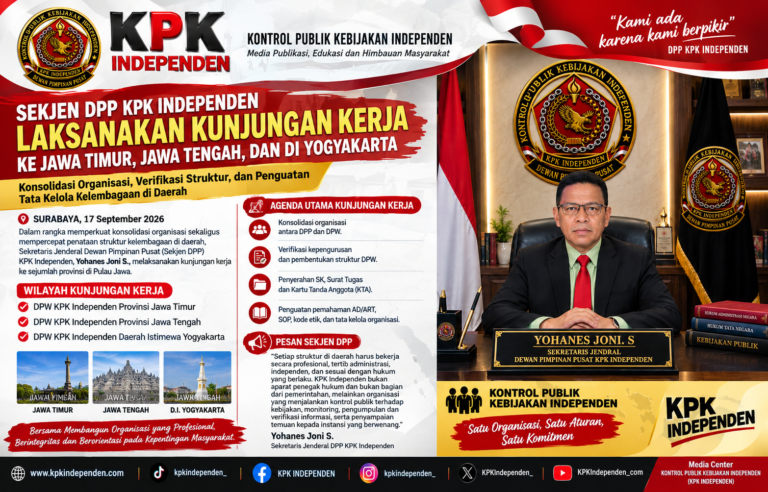 SEKJEN DPP KPK INDEPENDEN LAKSANAKAN KUNJUNGAN KERJA KE JAWA TIMUR, JAWA TENGAH, DAN DIY.