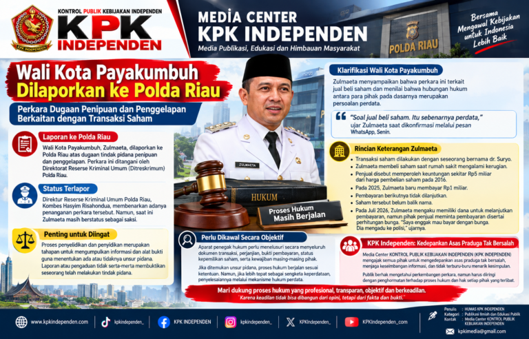 Wali Kota Payakumbuh Dilaporkan ke Polda Riau, Perkara Dugaan Penipuan dan Penggelapan Berkaitan dengan Transaksi Saham.