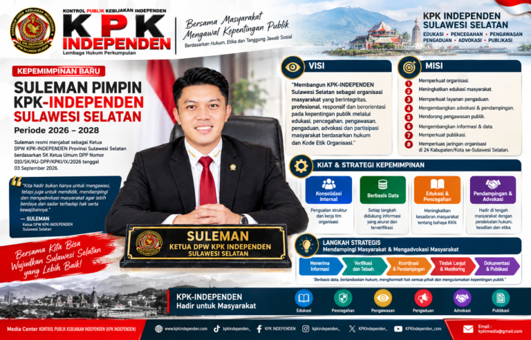 SULEMAN PIMPIN KPK-INDEPENDEN DPW PROVINSI SULAWESI SELATAN.