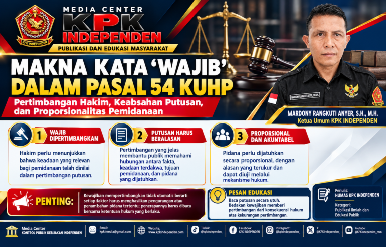 MAKNA KATA “WAJIB” DALAM PASAL 54 KUHP: Antara Kewajiban Pertimbangan Hakim, Keabsahan Putusan, dan Proporsionalitas Pemidanaan.